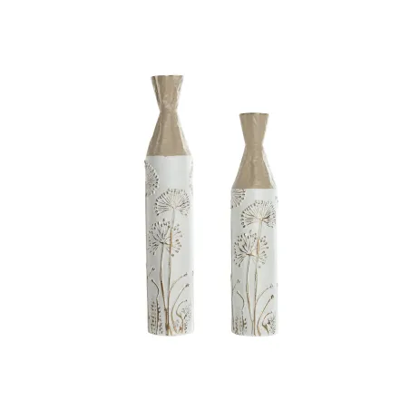 2 Maljakon setti Home ESPRIT Beige Vaaleanruskea Metalli 13,5 x 13,5 x 71 cm (2 Kappaletta)