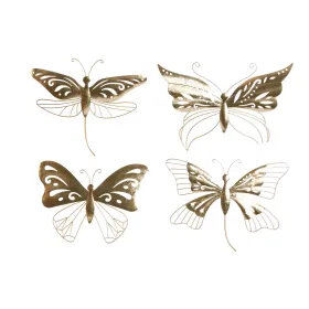 Sienu dekors Home ESPRIT Bronza Tauriņš 43 x 2 x 33 cm (4 gb.)