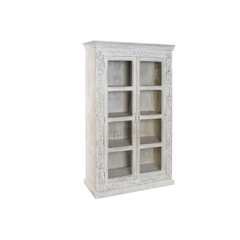 Дисплей-стенд Home ESPRIT Белый Стеклянный Древесина манго 100 x 45 x 180 cm