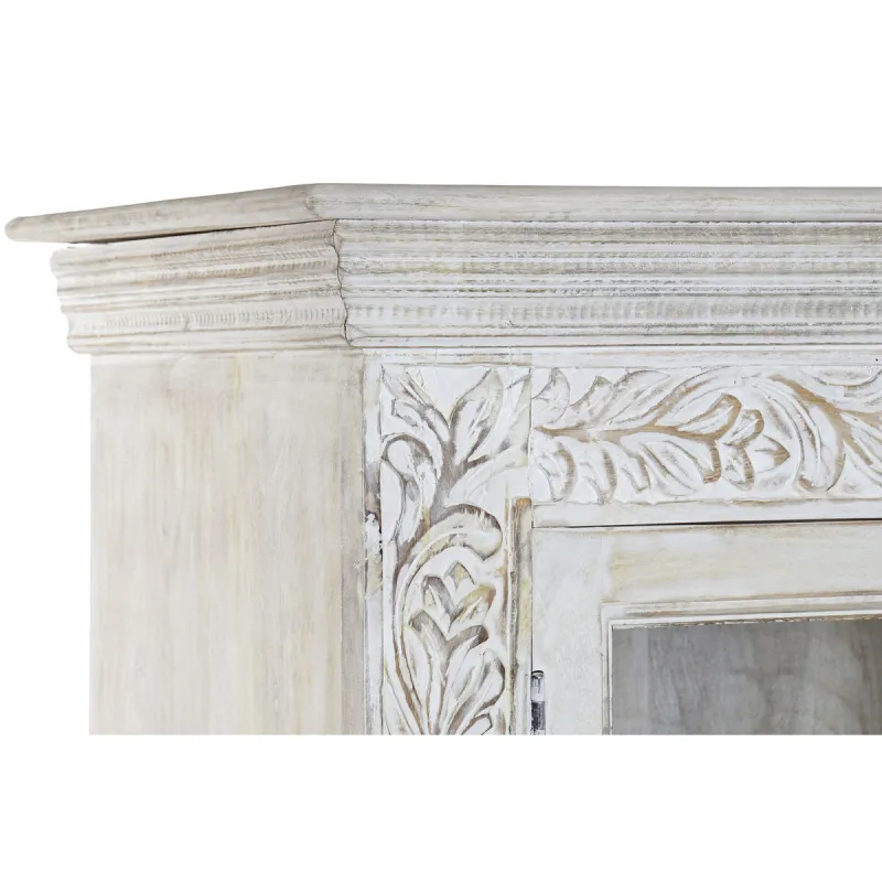 Дисплей-стенд Home ESPRIT Белый Стеклянный Древесина манго 100 x 45 x 180 cm