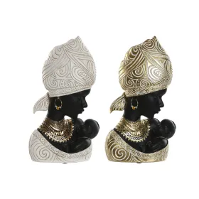 Dekoratīvās figūriņas Home ESPRIT Balts Melns Bronza Āfrikas sieviete 15 x 9 x 25 cm (2 gb.)