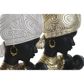 Dekoratīvās figūriņas Home ESPRIT Balts Melns Bronza Āfrikas sieviete 15 x 9 x 25 cm (2 gb.)