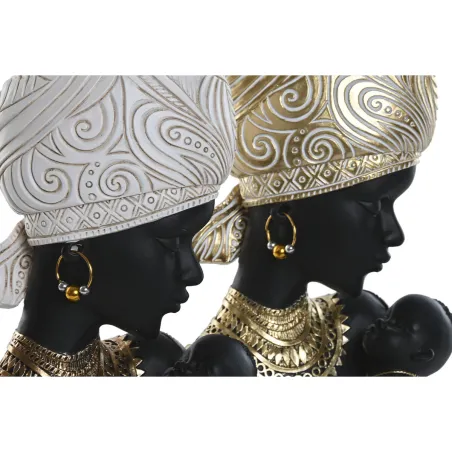 Dekoratyvinė figūrėlė Home ESPRIT Balta Juoda Auksinis Afrikietė 15 x 9 x 25 cm (2 vnt.)