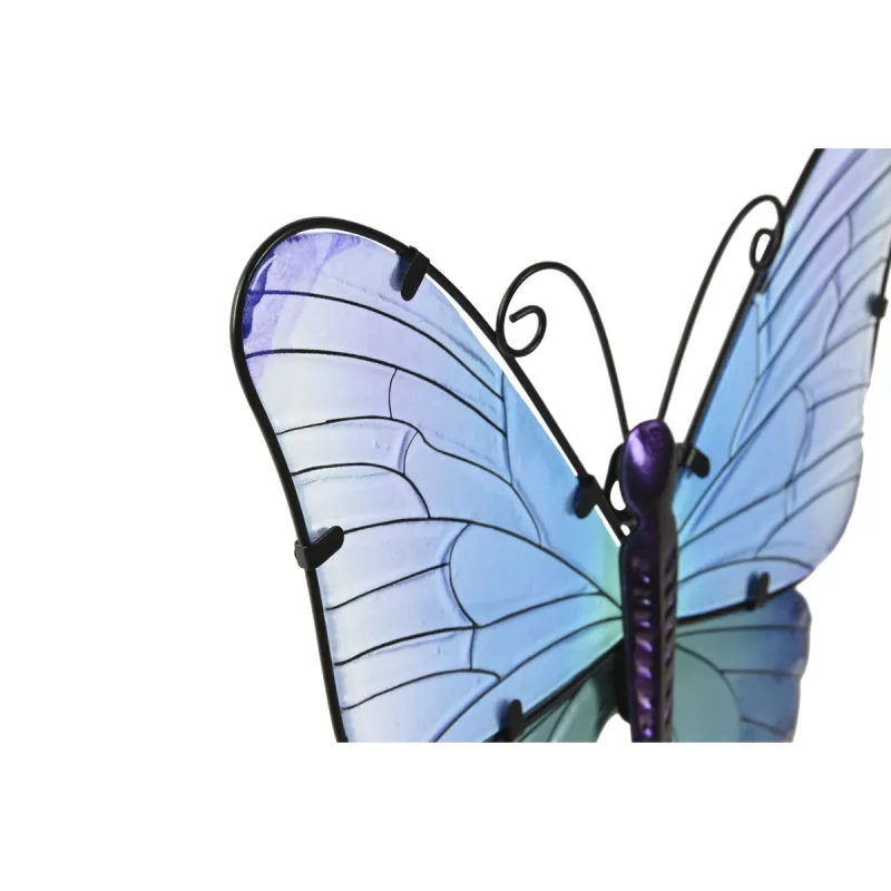 Seinäkoriste Home ESPRIT Keltainen Sininen Vihreä Liila Perhonen Shabby Chic 30 x 1,5 x 30 cm (4 osaa)