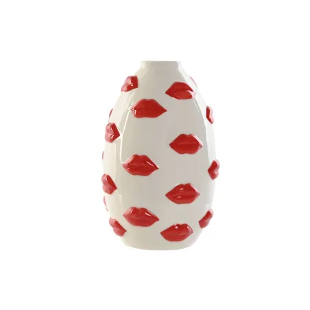 Vāze Home ESPRIT Balts Sarkans Dolomite 15 x 15 x 22,5 cm