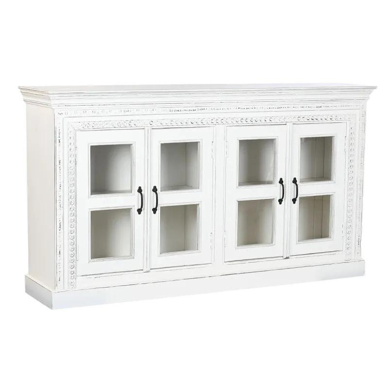 Puhvetkapp Home ESPRIT Valge Kristall Mangopuit 180 x 40 x 100 cm