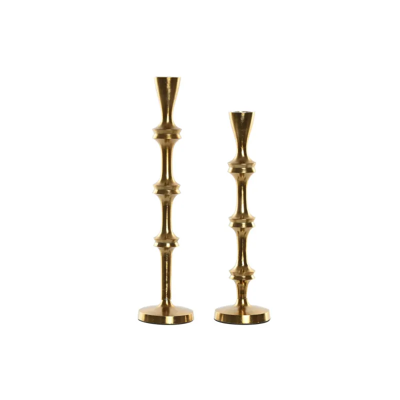Candle Holder Home ESPRIT Golden Aluminium Modern 8 x 8 x 36 cm (2 Units)