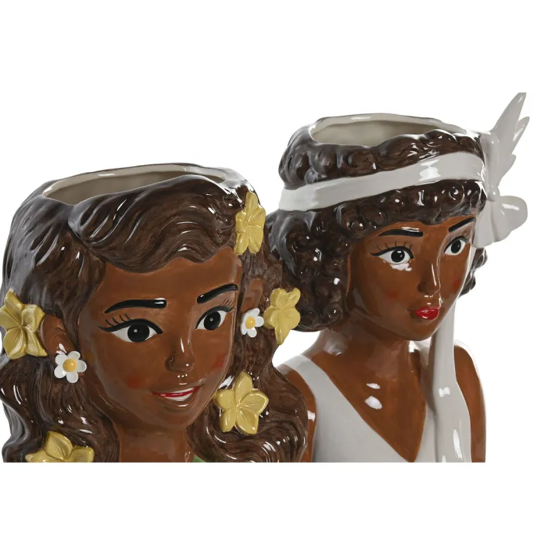 Подставка под цветочный горшок Home ESPRIT Белый Зеленый Керамика город