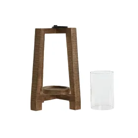 Žvakidė Home ESPRIT Natūralus Stiklas Mango mediena 25 x 25 x 35 cm