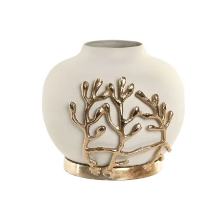 Vaas Home ESPRIT Valge Kuldne Alumiinium Kaasaegne 19 x 19 x 18 cm