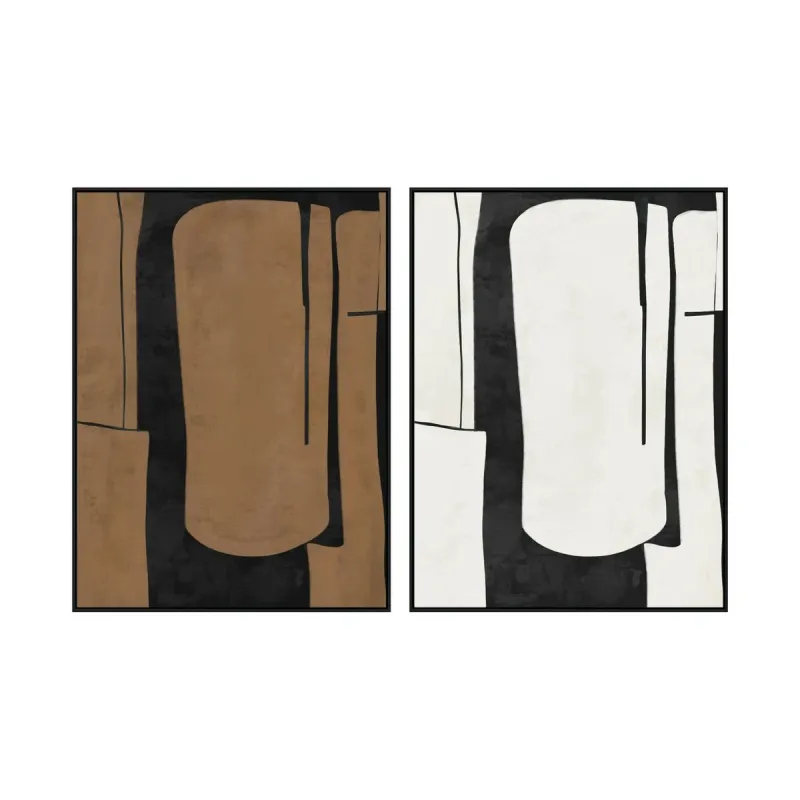 Полотно Home ESPRIT Коричневый Чёрный Абстракция город 90 x 4 x 120 cm (2 штук)