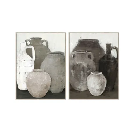 Drobė Home ESPRIT Juoda Pilka Rytietiškas Vaza 90 x 4 x 120 cm (2 vnt.)