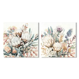 Полотно Home ESPRIT Цветы Shabby Chic 80 x 3 x 80 cm (2 штук)
