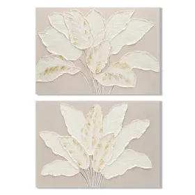 Полотно Home ESPRIT Белый Бежевый Листья Cottage 90 x 3 x 60 cm (2 штук)