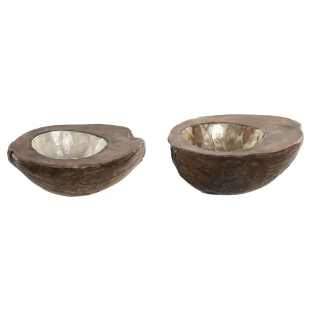 Sulaiņa Paplāte Home ESPRIT Balts Bēšs 22 x 18 x 8 cm (2 gb.)