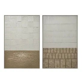 Drobė Home ESPRIT Balta Rusvai gelsva Šiuolaikiškas Skandinavijos 83 x 4 x 123 cm (2 vnt.)