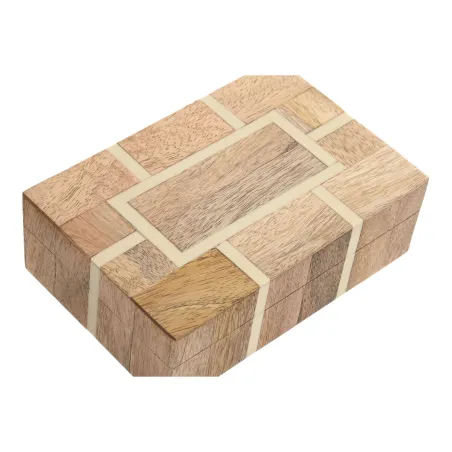 Ehteaegas Home ESPRIT Valge Naturaalne Vaik Mangopuit 18 x 13 x 7,5 cm (2 Tükid, osad)