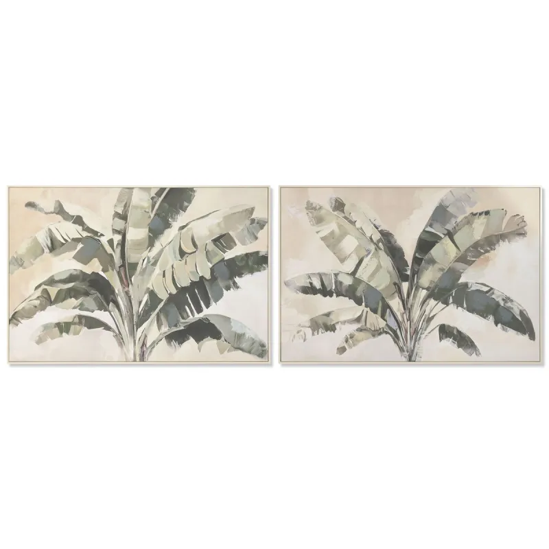 Canvas Home ESPRIT Brūns Zaļš Plaukstas Tropiskais 122,5 x 3,5 x 82,5 cm (2 gb.)
