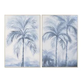 Полотно Home ESPRIT Синий Белый Пальмы Тропический 82,5 x 3,5 x 122,5 cm (2 штук)