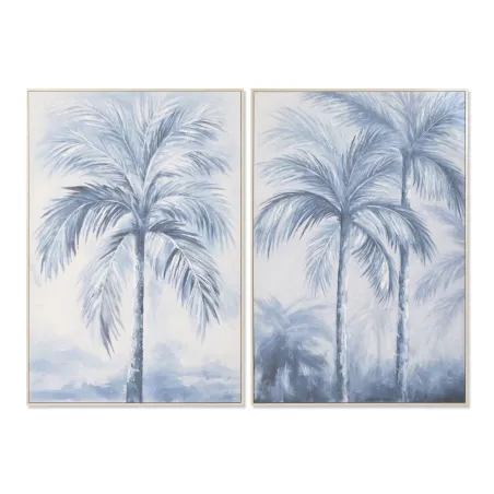 Kangas Home ESPRIT Sininen Valkoinen Palmut Trooppinen 82,5 x 3,5 x 122,5 cm (2 osaa)