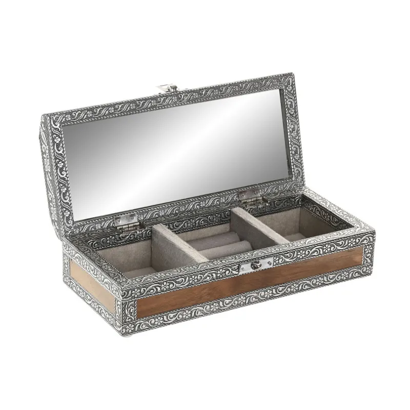 Ehteaegas Home ESPRIT Hõbedane Naturaalne Puit Alumiinium 22,5 x 10 x 6,5 cm