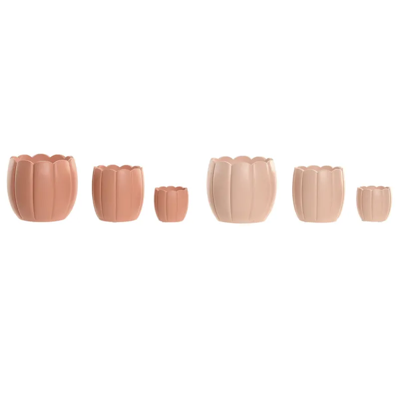 Planter Home ESPRIT Terracotta Light Pink Cement Shabby Chic 15 x 15 x 13 cm (3 Pieces) (2 Units)