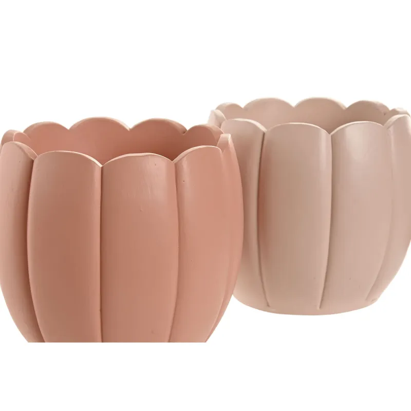 Planter Home ESPRIT Terracotta Light Pink Cement Shabby Chic 15 x 15 x 13 cm (3 Pieces) (2 Units)
