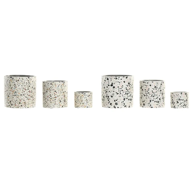 Lillepott Home ESPRIT Valge Mitmevärviline Tsement Linna 13 x 13 x 13 cm (3 Tükid, osad) (2 Ühikut)