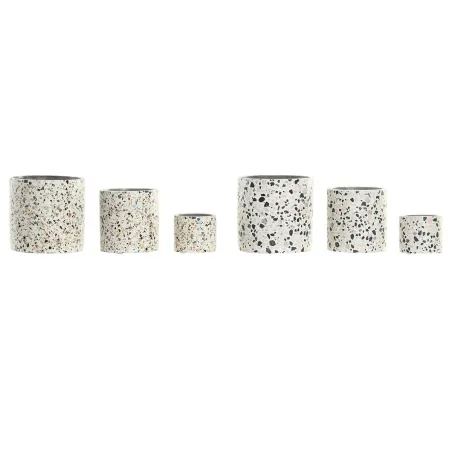 Lillepott Home ESPRIT Valge Mitmevärviline Tsement Linna 13 x 13 x 13 cm (3 Tükid, osad) (2 Ühikut)