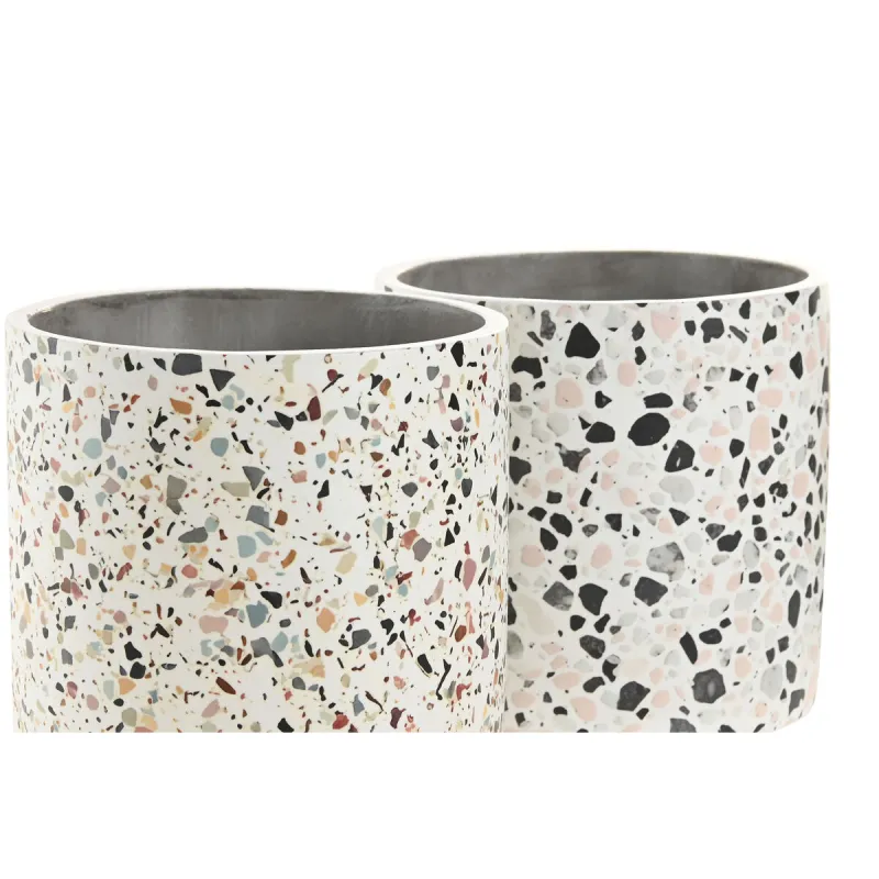Kasvit Home ESPRIT Valkoinen Monivärinen Sementti Kaupunki 13 x 13 x 13 cm (3 Kappaletta) (2 osaa)