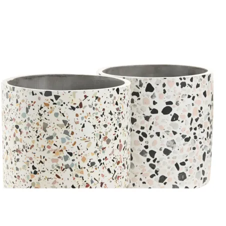 Lillepott Home ESPRIT Valge Mitmevärviline Tsement Linna 13 x 13 x 13 cm (3 Tükid, osad) (2 Ühikut)