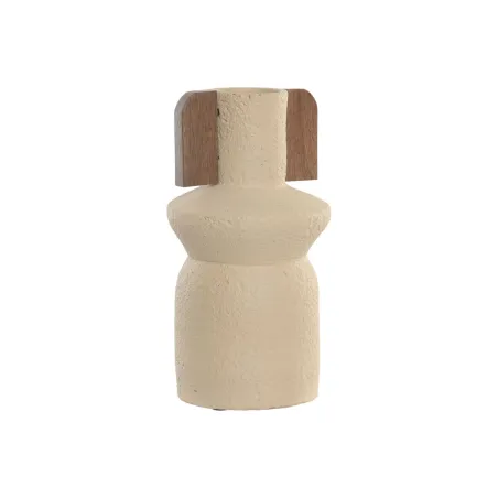 Vaza Home ESPRIT Ruda Rusvai gelsva Degtas molis Mango mediena 15 x 15 x 31 cm