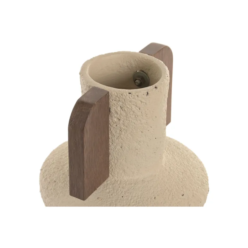 Vaza Home ESPRIT Ruda Rusvai gelsva Degtas molis Mango mediena 15 x 15 x 31 cm