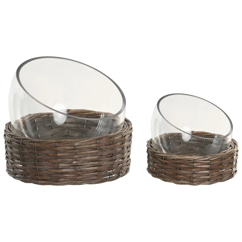 Pöytäkoriste Home ESPRIT Läpinäkyvä Luonnollinen Kristalli 28 x 28 x 22 cm (2 osaa)