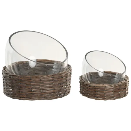 Декор для центра стола Home ESPRIT Прозрачный Натуральный Стеклянный 28 x 28 x 22 cm (2 штук)