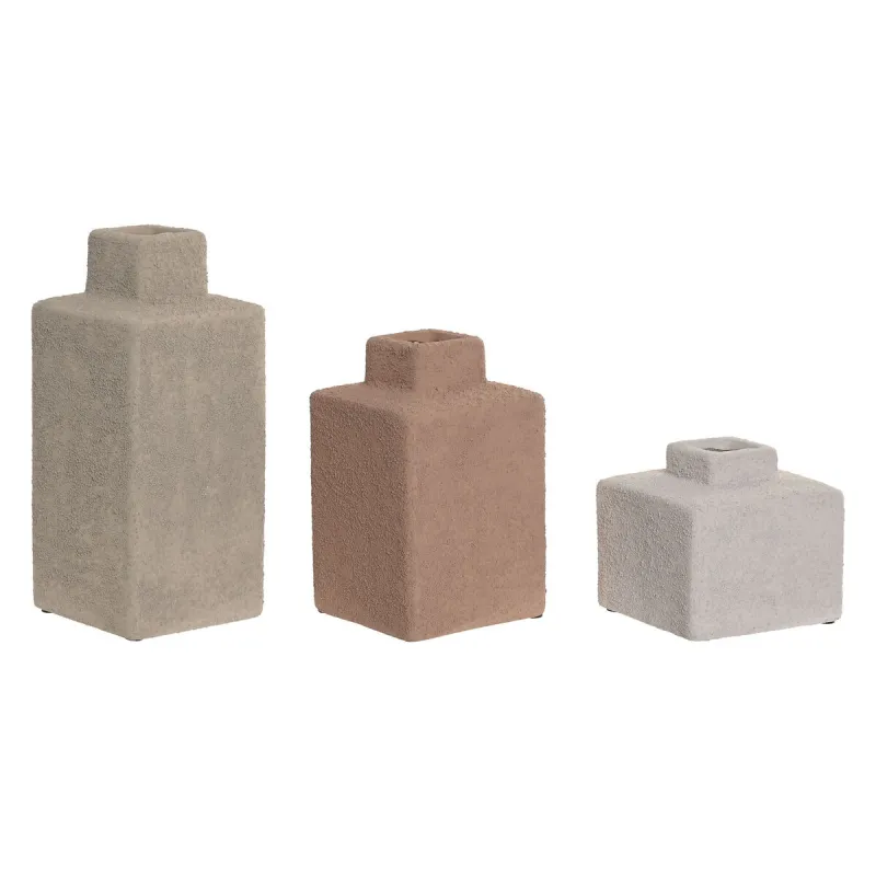 Набор из 3 Ваз Home ESPRIT Разноцветный Керамика 10 X 10 X 22,5 CM (3 Предметы)