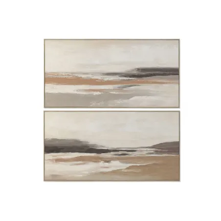 Drobė Home ESPRIT Balta Rusvai gelsva Abstraktus Šiuolaikiškas 142,5 X 4,5 X 72,5 CM (2 vnt.)