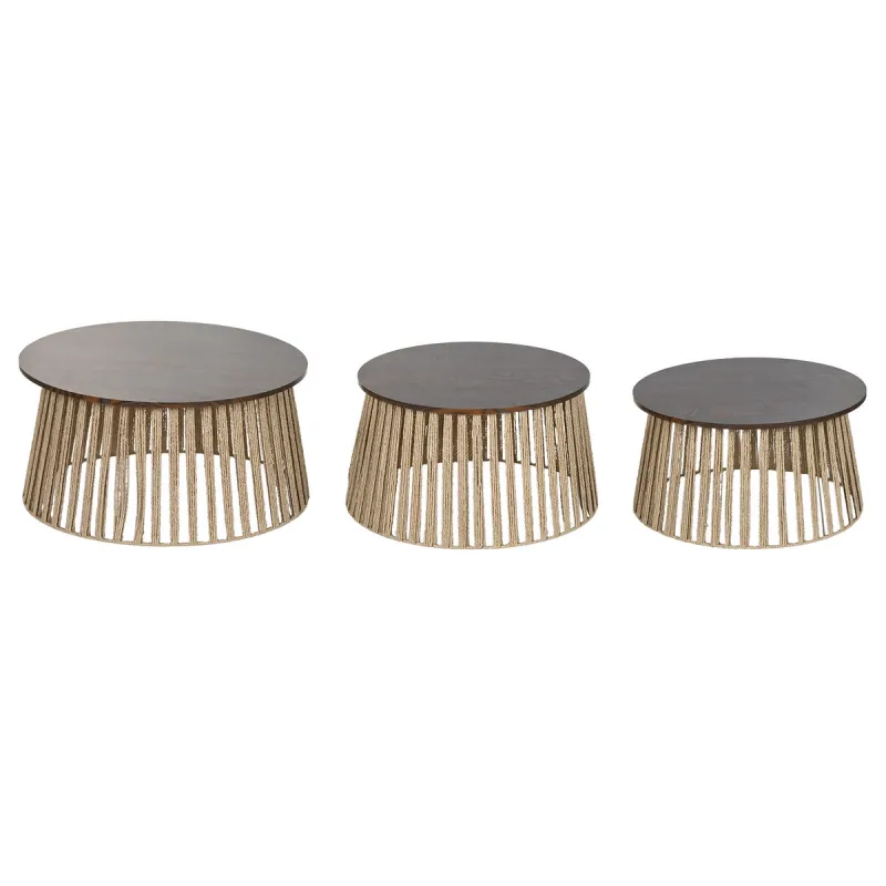 Set of 3 tables Home ESPRIT Ruskea 66 X 66 X 34 CM (3 osaa)