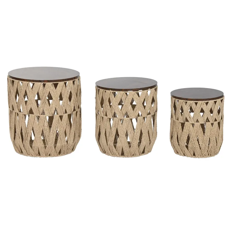 Set of 3 tables Home ESPRIT Ruskea 40 x 40 x 45 cm (3 Kappaletta)