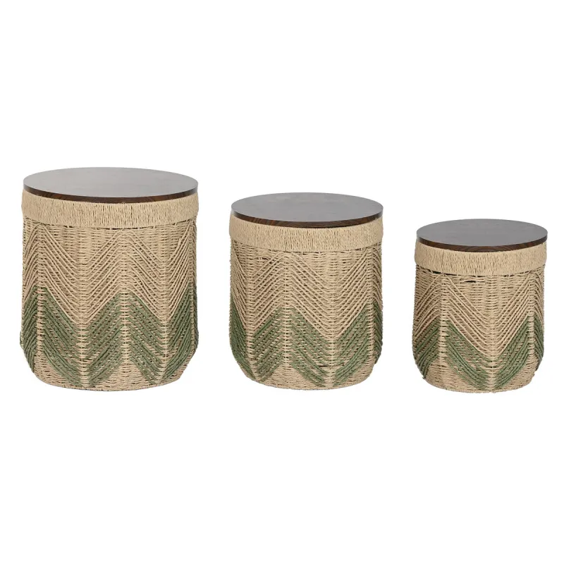 Набор из трех столиков Home ESPRIT Коричневый Зеленый 40 x 40 x 45 cm (3 Предметы)