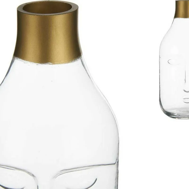 Vase Gift Decor Transparent Glass Face 11 x 24,5 x 12 cm