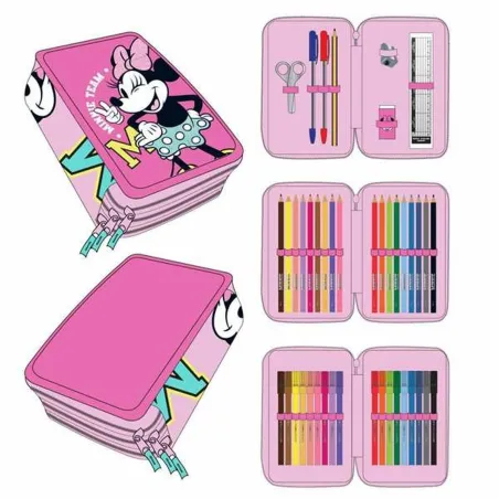 Школьный пенал Minnie Mouse Фуксия 12,5 x 6,5 x 19,5 cm
