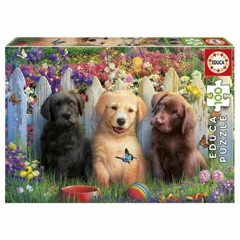 Puzle un domino komplekts Educa Doggies 100 Daudzums