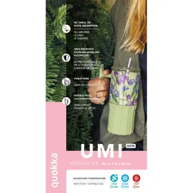 Quokka Umi - 720 ml Stainless Steel Thermal Mug with Straw and Silicone Base (Blue Feather)