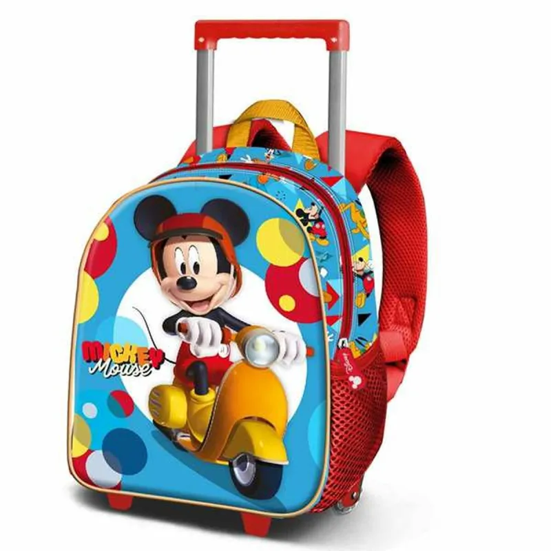 3D mokyklinis krepšys su ratukais Mickey Mouse Scooter Mėlyna Raudona 26 x 13 x 34 cm
