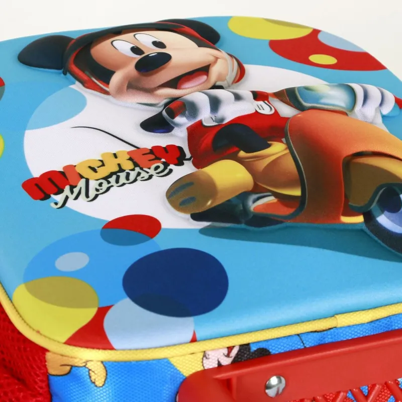 3D mokyklinis krepšys su ratukais Mickey Mouse Scooter Mėlyna Raudona 26 x 13 x 34 cm