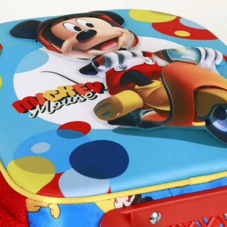3D mokyklinis krepšys su ratukais Mickey Mouse Scooter Mėlyna Raudona 26 x 13 x 34 cm
