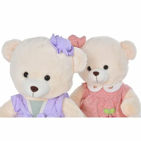 Teddy Bear DKD Home Decor Dress 42 x 20 x 50 cm Beige Pink Lilac Children's Bear (2 Units)