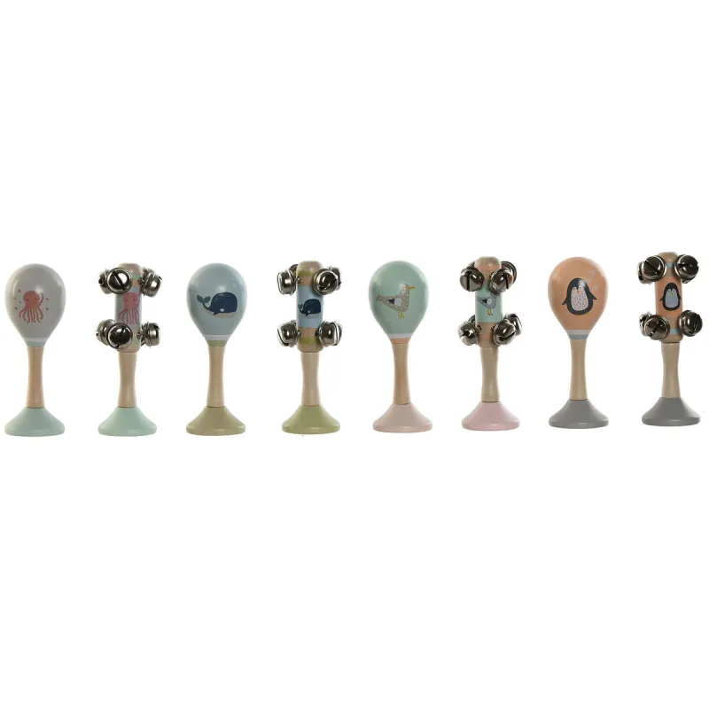 Muzikālā rotaļlieta Home ESPRIT Koks 11,5 x 2 x 15,5 cm Marakas (4 gb.)