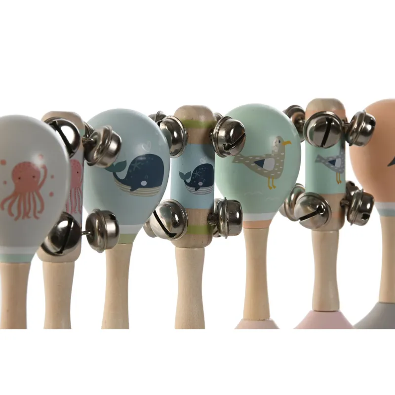 Soiva lelu Home ESPRIT Puu 11,5 x 2 x 15,5 cm Marakassit (4 osaa)